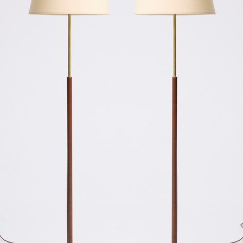Faux Leather And Brass Floor Lamp
