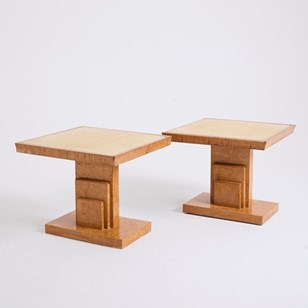 Pair Of Velum And Birch Side Tables...