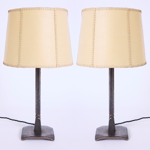 Pair Of Forged Iron Table Lamps