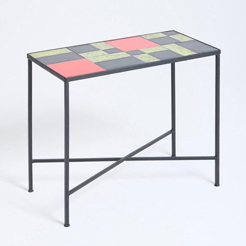 Ceramic Top Side Table Att. To Les Frères Cloutiers