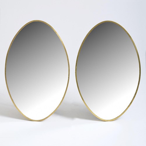 Pair Of Oval Brass Mirrors