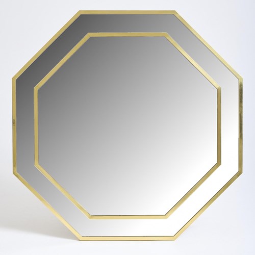 Very Large Octagonal Brass Mirror