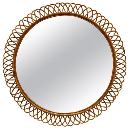 Large Cane Round Mirror