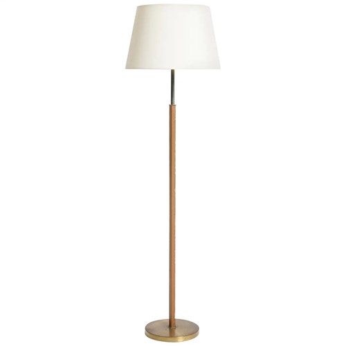 Brass And Faux Leather Floor Lamp