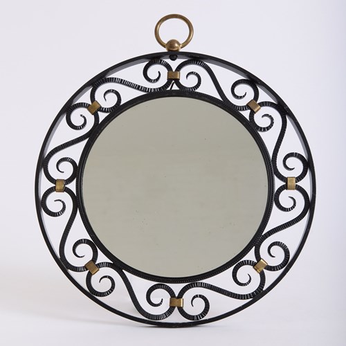 Wrought Iron And Brass Mirror