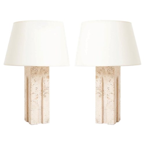Pair Of Travertine Table Lamps