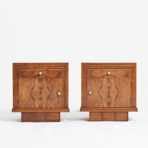 Pair Of Art Deco Walnut Bedside Cabinets