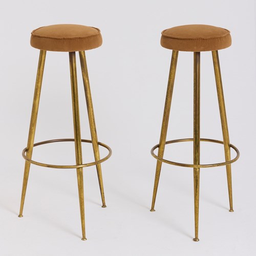 Pair Of Brass Bar Stools