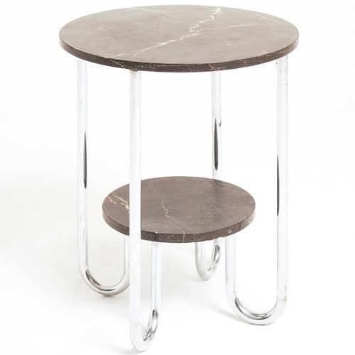 Modernist Marble And Nickel Side Table