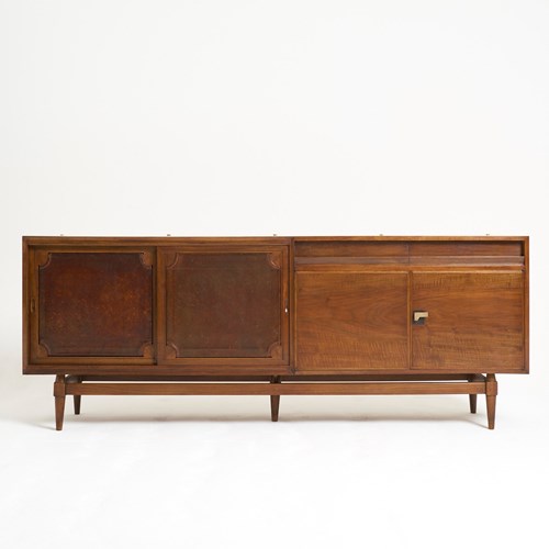 Mid-Century Walnut And Leather Sideboard
