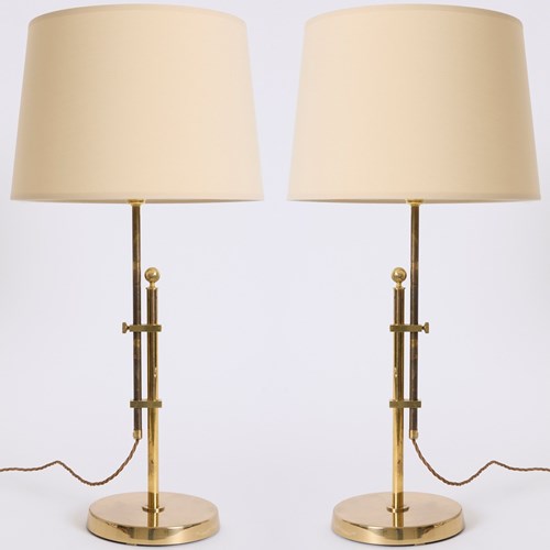 Pair Of Brass Table Lamps By Bergboms