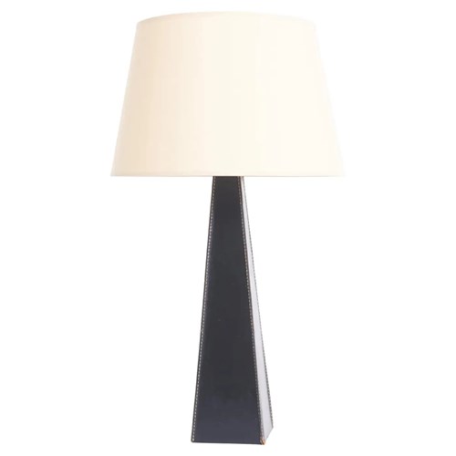 Mid-Century Black Leather Table Lamp