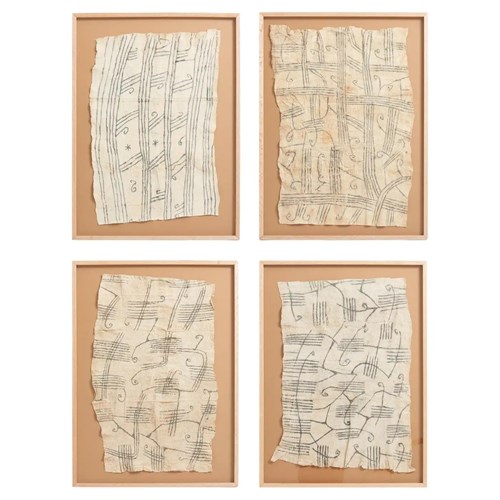 Set Of Four Mbuti Bark Cloths