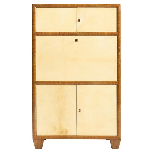 Art Deco Walnut And Velum Cabinet