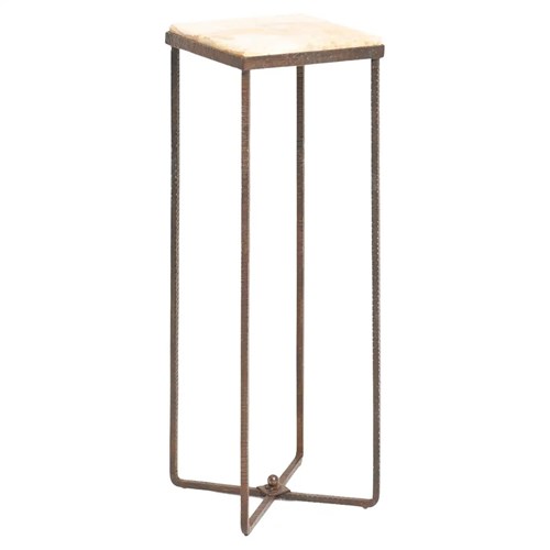 Art Deco Iron And Stone Pedestal