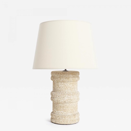 Mid-Century Carved Stone Table Lamp