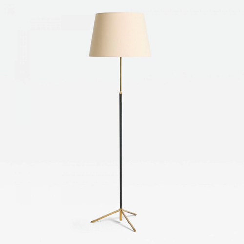 Brass And Black Leather Floor Lamp