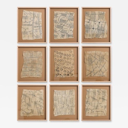 Set Of 9 Mbuti Bark Cloths