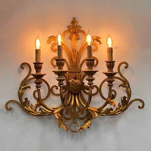 1960’S Italian Gilt Wall Sconce By Palladio