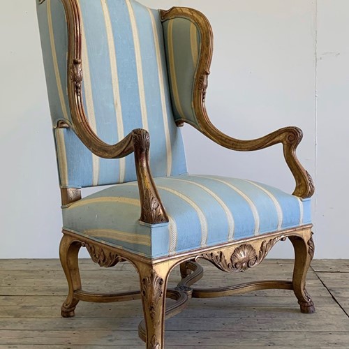 Antique French Chateau Wing Armchair 