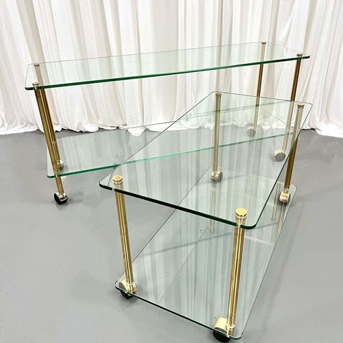 1970’S Two Glass And Brass Side Tables 