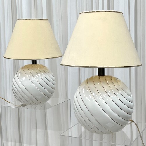 Italian Ceramic Pair Of Table Lamps 