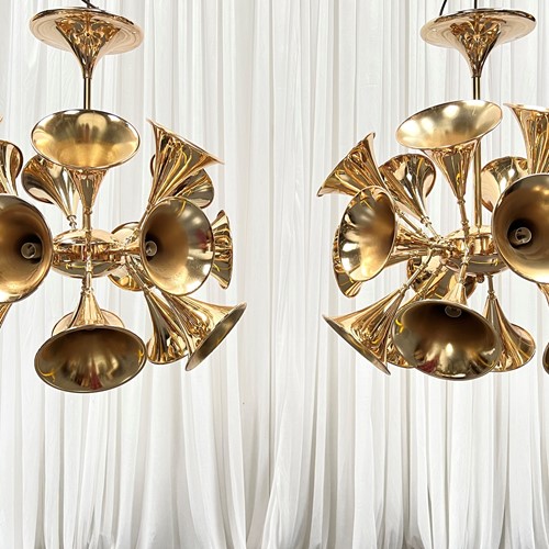 Trumpet Shape Chandeliers By Eicholtz