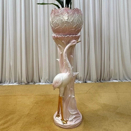 Jardiniere & Flamingo Pedestal By Bassano 