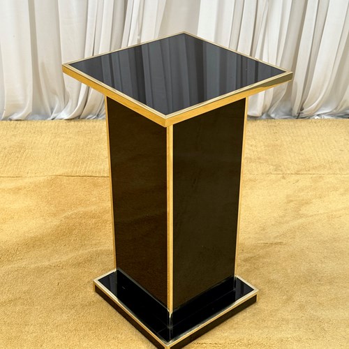 Vintage 1970S Black & Gold Pedestal / Plinth