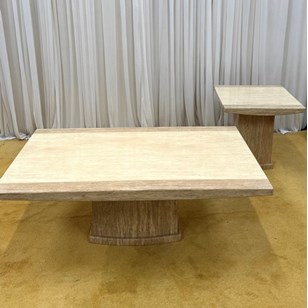 Travertine Coffee Table & Side Tabl...