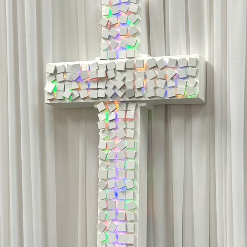 Contemporary Artwork In The Form Of An Illuminated Cross