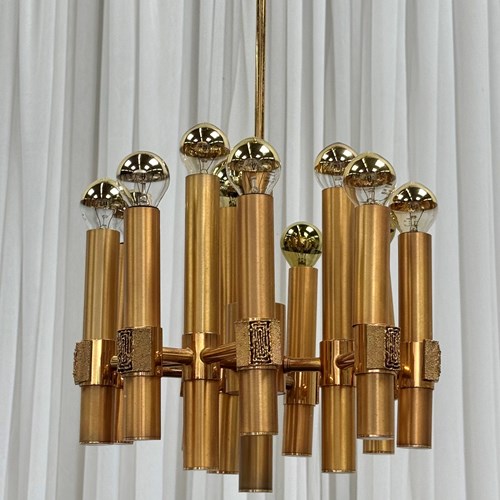 Brass Chandelier By Angelo Brotto For Espéria, 1960’S, Italy