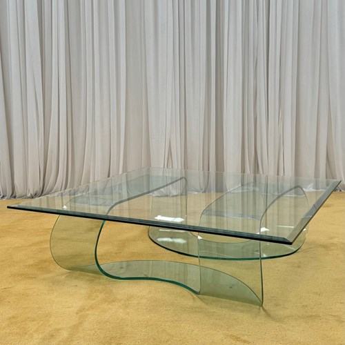 Superb Midcentury Sculptured Glass Coffee Table 