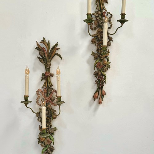 Italian Hand Carved Sconces 