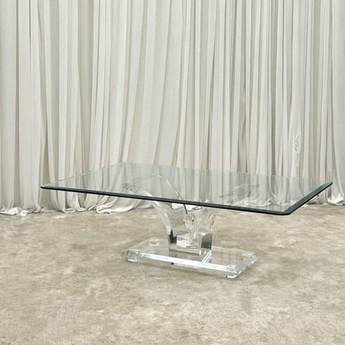 Superb Midcentury Acrylic & Glass Coffee Table 