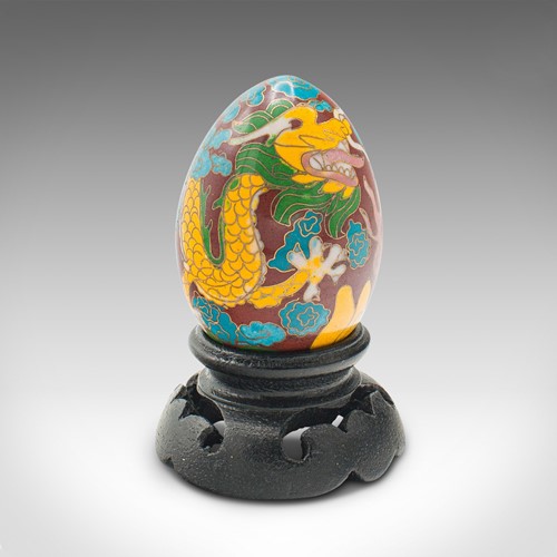 Small Vintage Cloisonne Decorative Egg, Chinese, Enamelled, Ornament, Circa 1970
