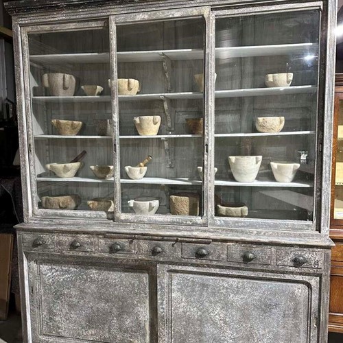 Painted French Pharmacy Cabinet Circa 1900