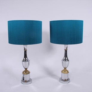 Pair Of French Mid Century Chrome Table Lamps