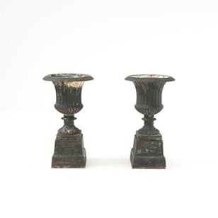 Pair Of Cast Iron Campana Urns On P...