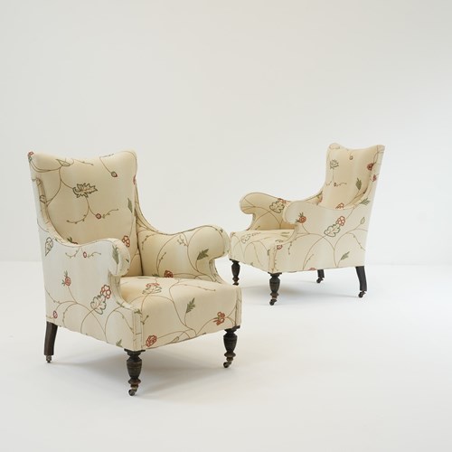 Pair Of Victorian Crewelwork Armchairs