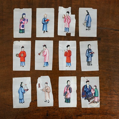 Set Of Twelve 19Th Century Chinese Pith Paper Paintings