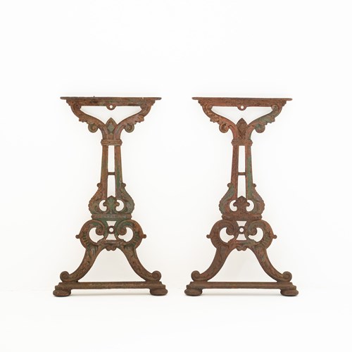 Pair Of Victorian Cast Iron Coalbrookdale Table Bases 