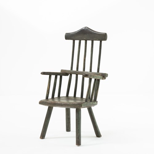 Folk Art Primitive Child's Stick Back Armchair
