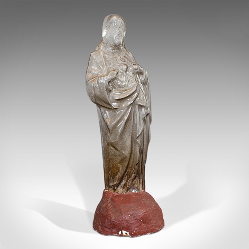 Antique Bonbon Jar, French, Glass, Fin De Siecle, Statue, Jesus Christ, 1900
