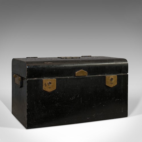 Vintage Deed Box, English, Art Deco, Iron, Document, Deposit, Chest, Circa 1930
