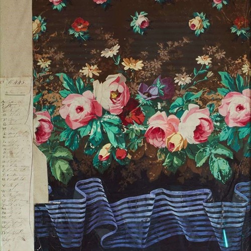 Roses Textile Design Gouache on Paper French 19th century