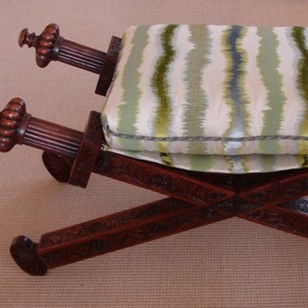 Large Palisander X-Frame Oriental Empire Seat. 