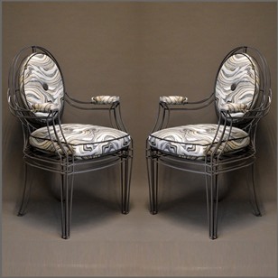 Pair Of Metal Framed Louis Xvi Arm Chairs