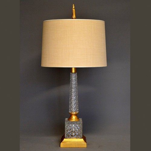Single Mid-century glass column table lamp 