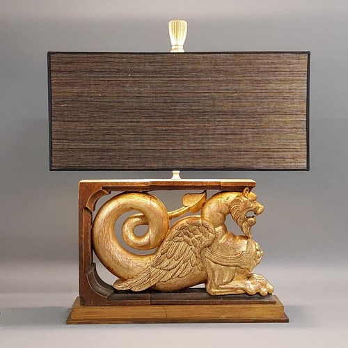 Pair gilt wood carved fragments mounted as lamps